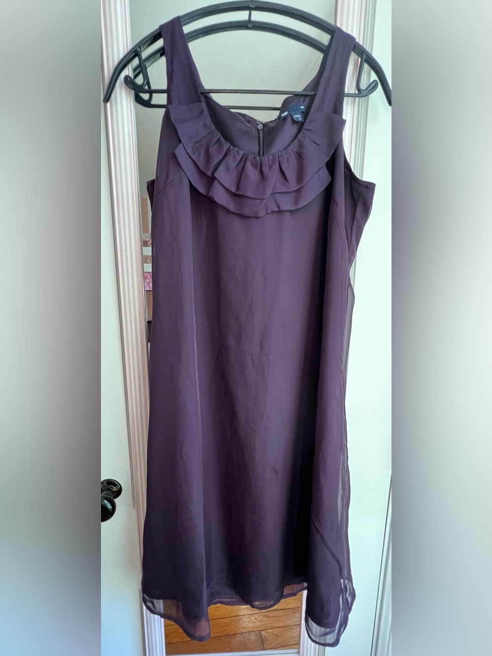 GAP Purple Sleeveless Ruffle-Neck Dress